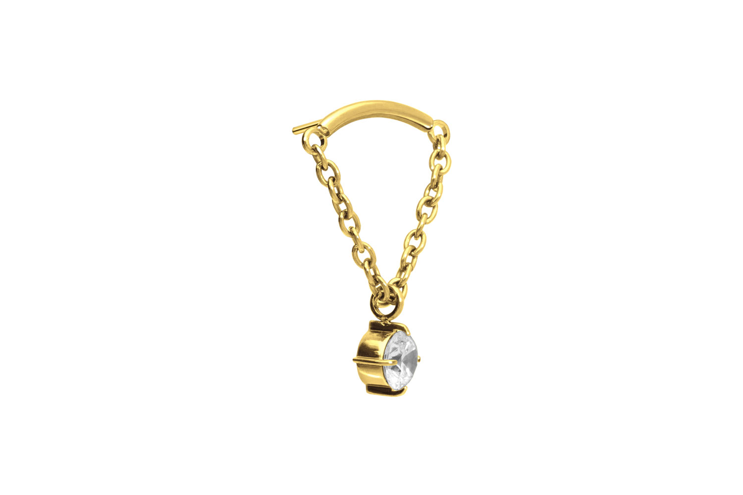 Titan Aufsatz mit Push Pin BOGEN + KETTE + KRISTALL von Piercingline